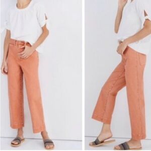 Madewell Emmett Wide-Leg Crop Pants in Coral